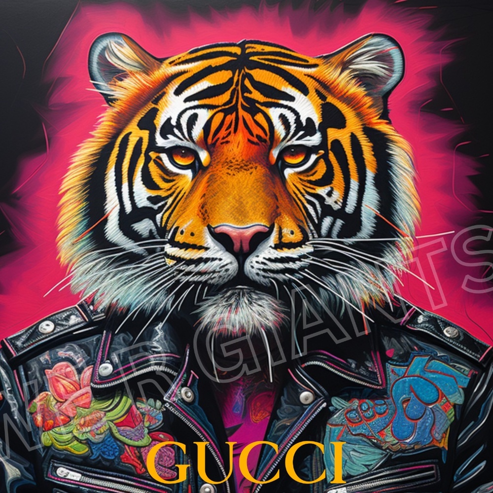 GUCCI ART STUNNING MOTO TIGER PRINT 11X14 BY THE ARTIST DENARDAI